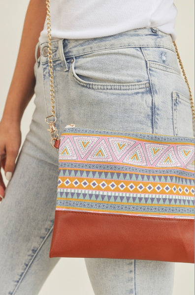 Aztec Print Crossbody/Wristlet