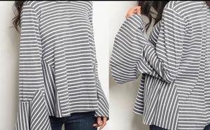 Striped shirt with Flare arms