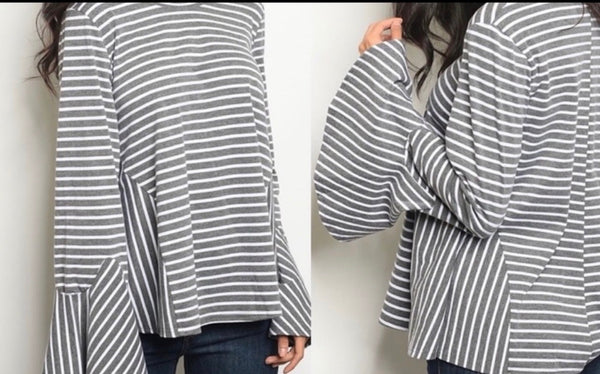 Striped shirt with Flare arms