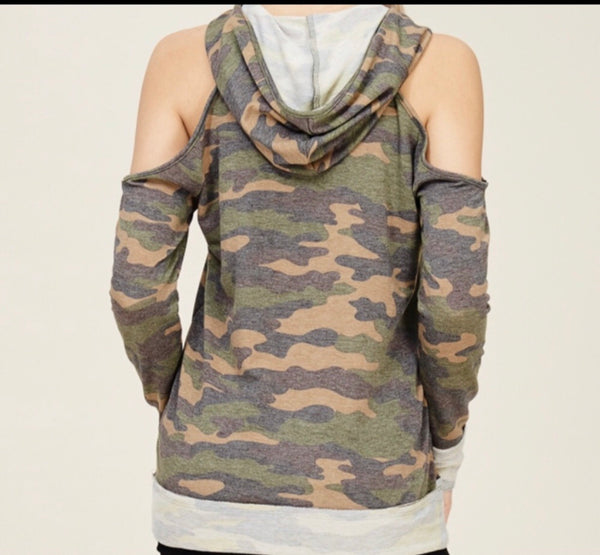 Camouflage Top With Open Shoulders