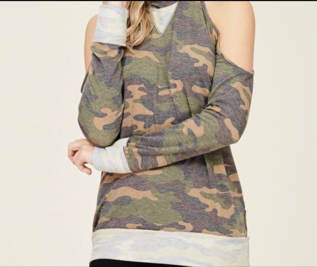 Camouflage Top With Open Shoulders
